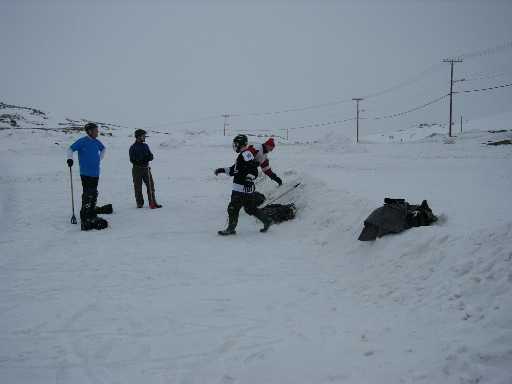 photo of broomball players outside