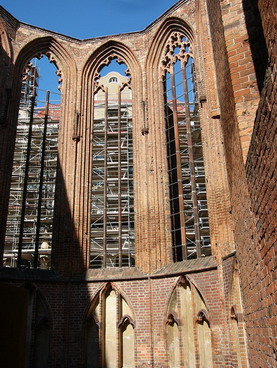berlin church ruin near klosterstrasse station image of church ruin with skyscraper construction
in background