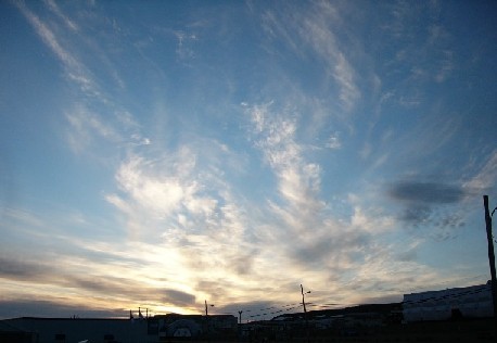feathery clouds over iqaluit