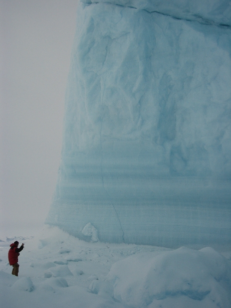 iceberg wall with blue striations