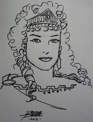 headshot sketch of hippolyta by george perez